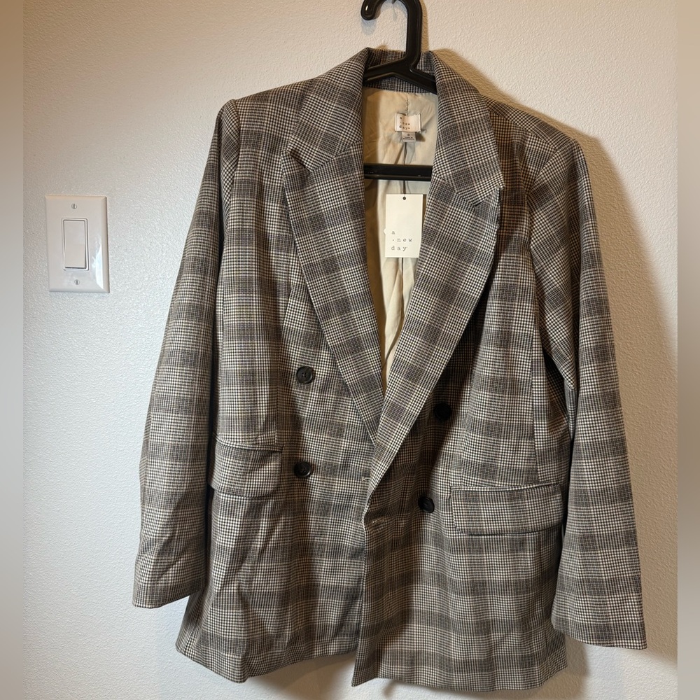 Oversized Plaid Blazer Jacket